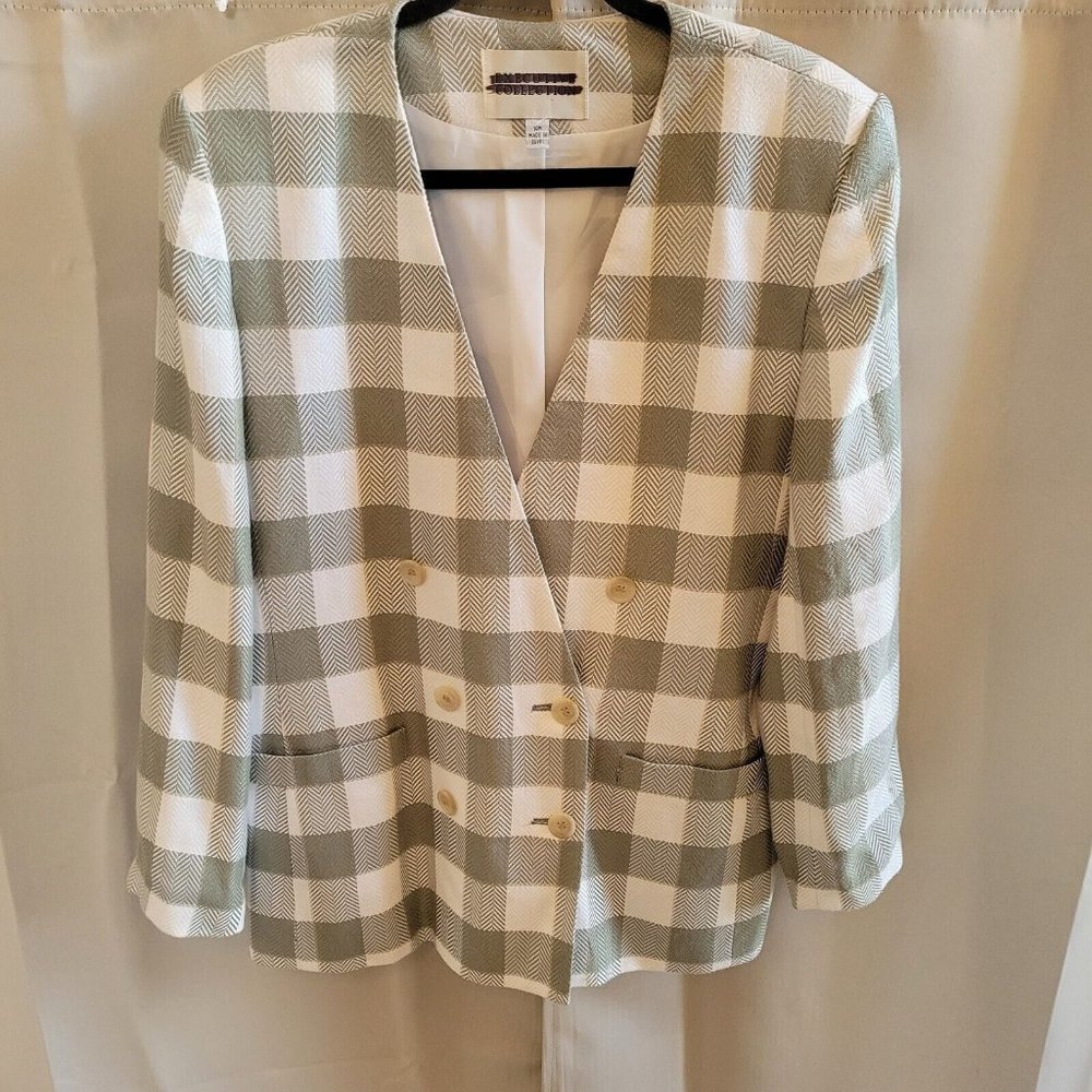 Vintage Womens Blazer Size 14 Plaid Check Sage Old Money Academia Egypt 16039x